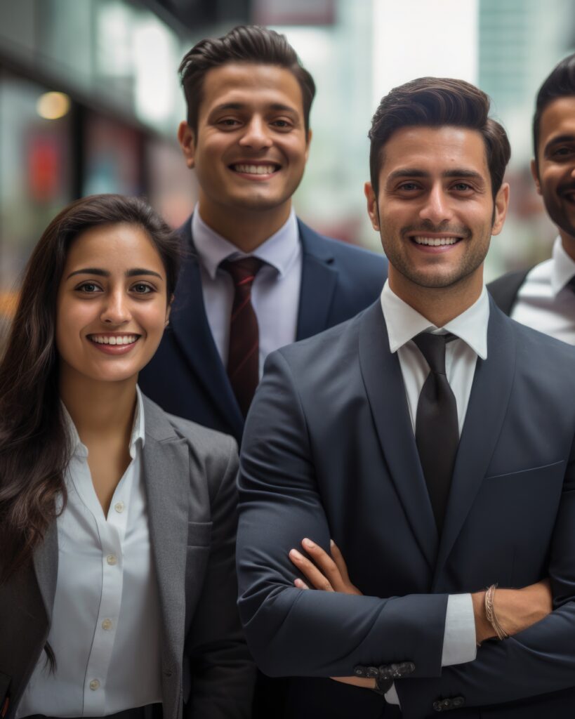 group of indian businessmen or corporate people standing for a photo
